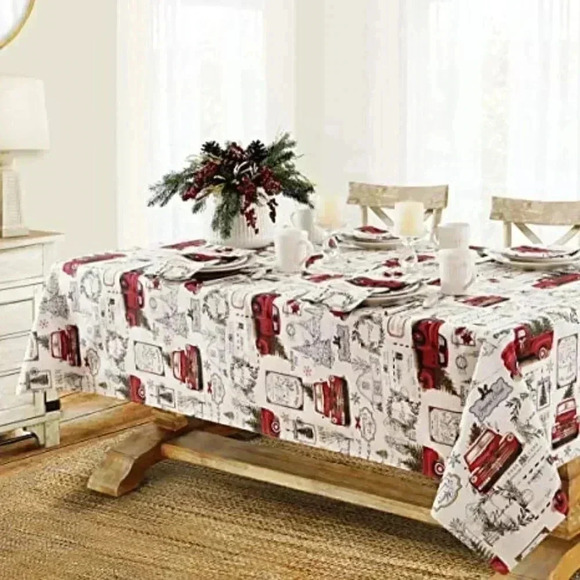 Other - Christmas Tree Farm Fabric Holiday Tablecloth
